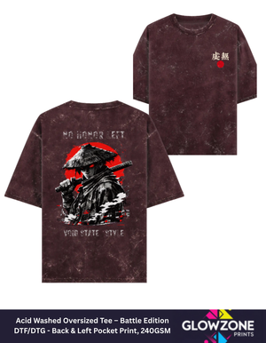 Acid Washed Oversized Tee – Anime Battle Edition Maroon GlowZonePrints