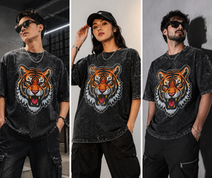Unisex Acid Washed Oversized Tee – Tiger Roar GlowZonePrints