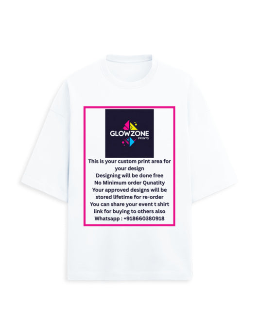 Unisex Terry Oversized Tee | UT27 (Custom Print) White GlowZonePrints