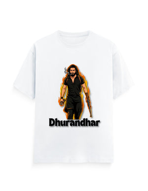 Unisex Crew T-Shirt - Dhurandhar(A) White GlowZonePrints