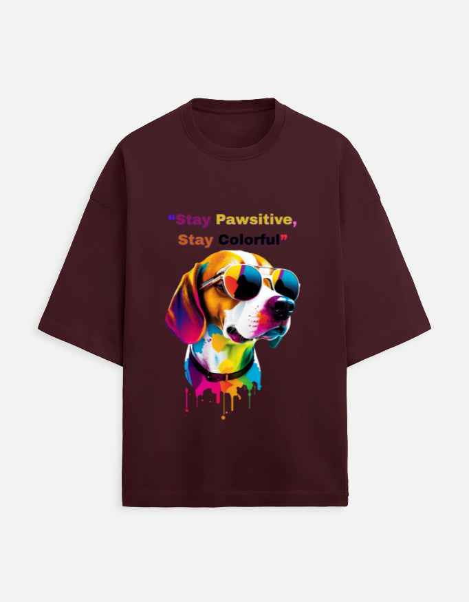 Stay Pawsitive Oversized T-Shirt – Embrace Cheer with a Trendy Fit!