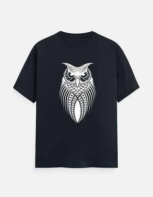 Unisex Classic Crew T-Shirt – Owl Halftone Design Navy Blue GlowZonePrints