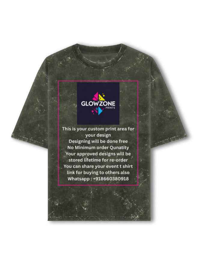 Unisex Acid Washed Oversized Tee (Custom Print) Olive Green GlowZonePrints