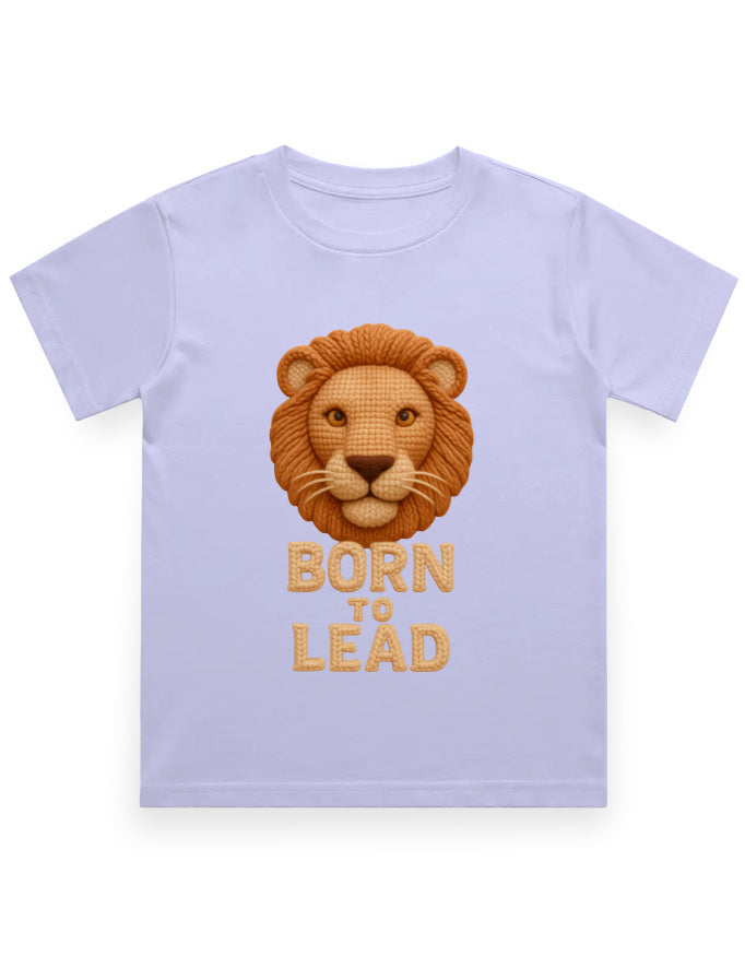 Kids Crew Neck T-Shirt – Born to Lead Lion Edition Lavender GlowZonePrints