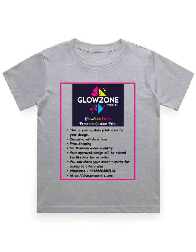 Boy's Crew Neck T-Shirt | UC21 (Custom Print)-1 Grey Melange GlowZonePrints