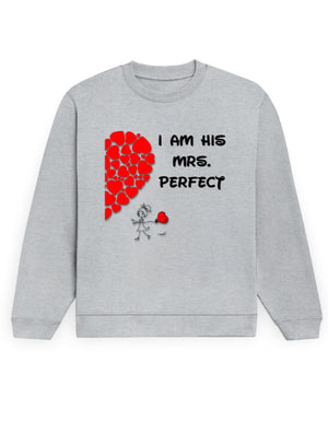 Unisex Sweatshirt - Mrs Perfect Grey Melange GlowZonePrints