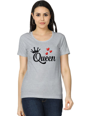 Women's Classic T-Shirt - Queen - Embroidery Edition Grey Melange GlowZonePrints
