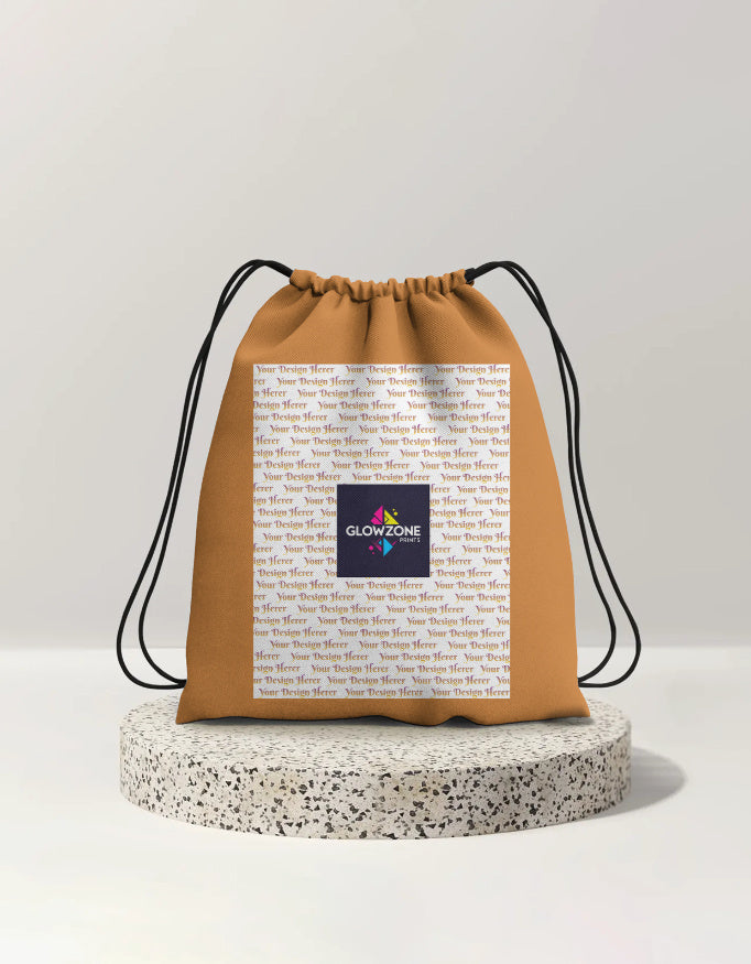 Drawstring Bag (Custom Print) Khaki Standard GlowZonePrints