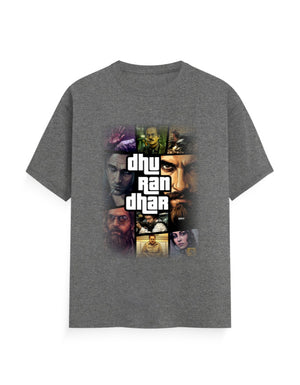 Unisex Crew T-Shirt – Dhurandhar(C) Charcoal Melange GlowZonePrints