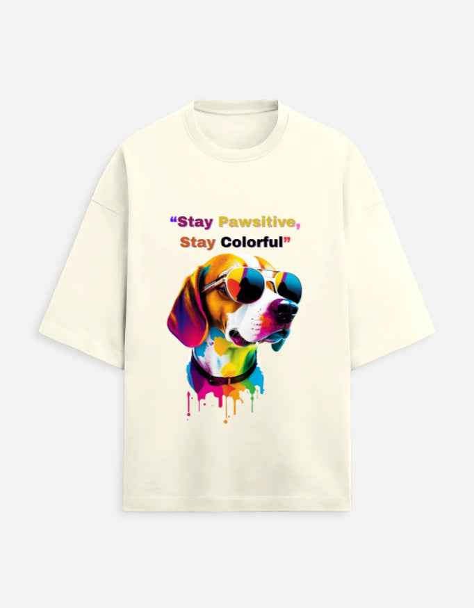 Stay Pawsitive Oversized T-Shirt – Embrace Cheer with a Trendy Fit!