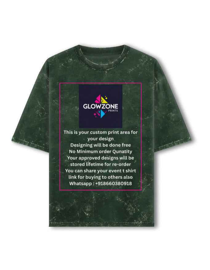 Unisex Acid Washed Oversized Tee (Custom Print) Bottle Green GlowZonePrints