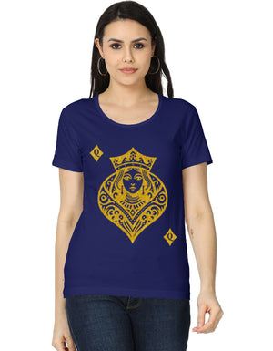 Women's Classic T-Shirt – Card Queen Diamond Royal Blue GlowZonePrints