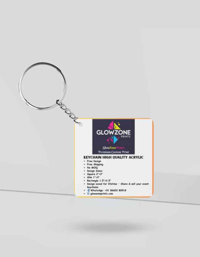 Custom Print Acrylic Keychain Custom Square GlowZonePrints