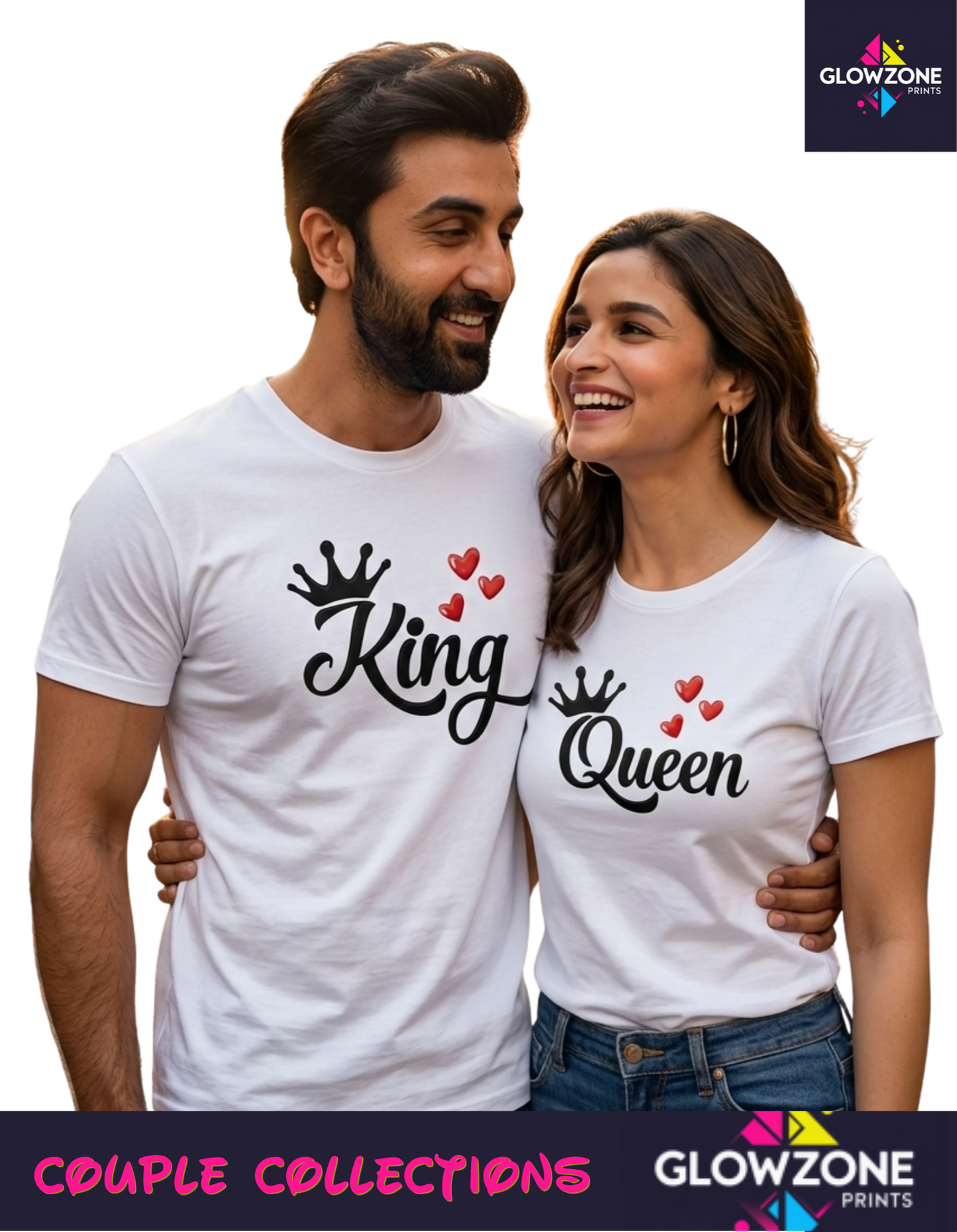 King & Queen – Embroidery Edition (Couple Set) GlowZonePrints