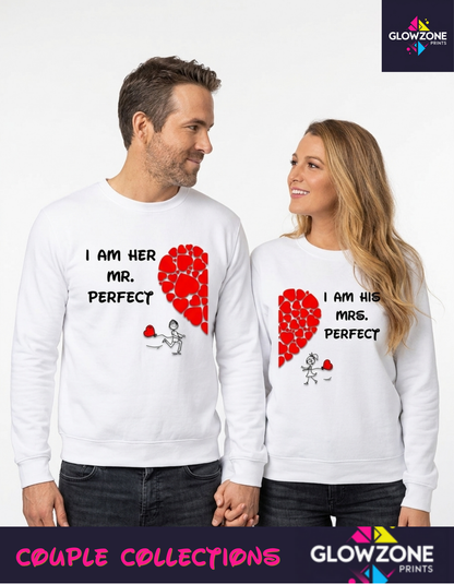 Mr & Mrs Perfect -Couple Sweatshirt Set GlowZonePrints