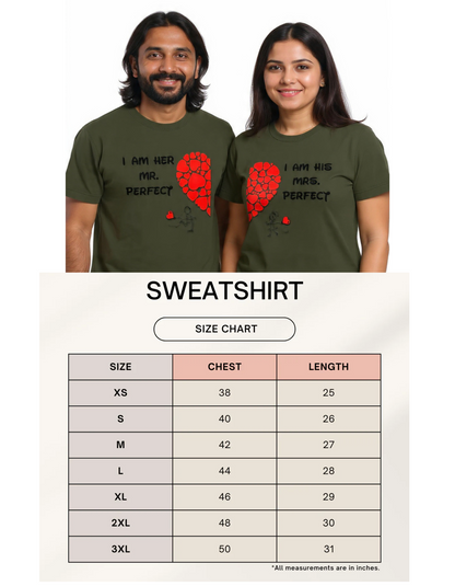 Mr & Mrs Perfect -Couple Sweatshirt Set GlowZonePrints