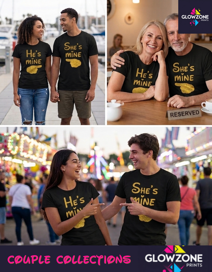 She's Mine & He's Mine Couple Hoodies GlowZonePrints