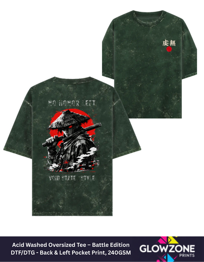 Acid Washed Oversized Tee – Anime Battle Edition Bottle Green GlowZonePrints