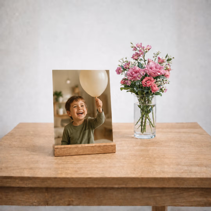 Acrylic Photo Frame with Wooden Stand – Personalized UV Print