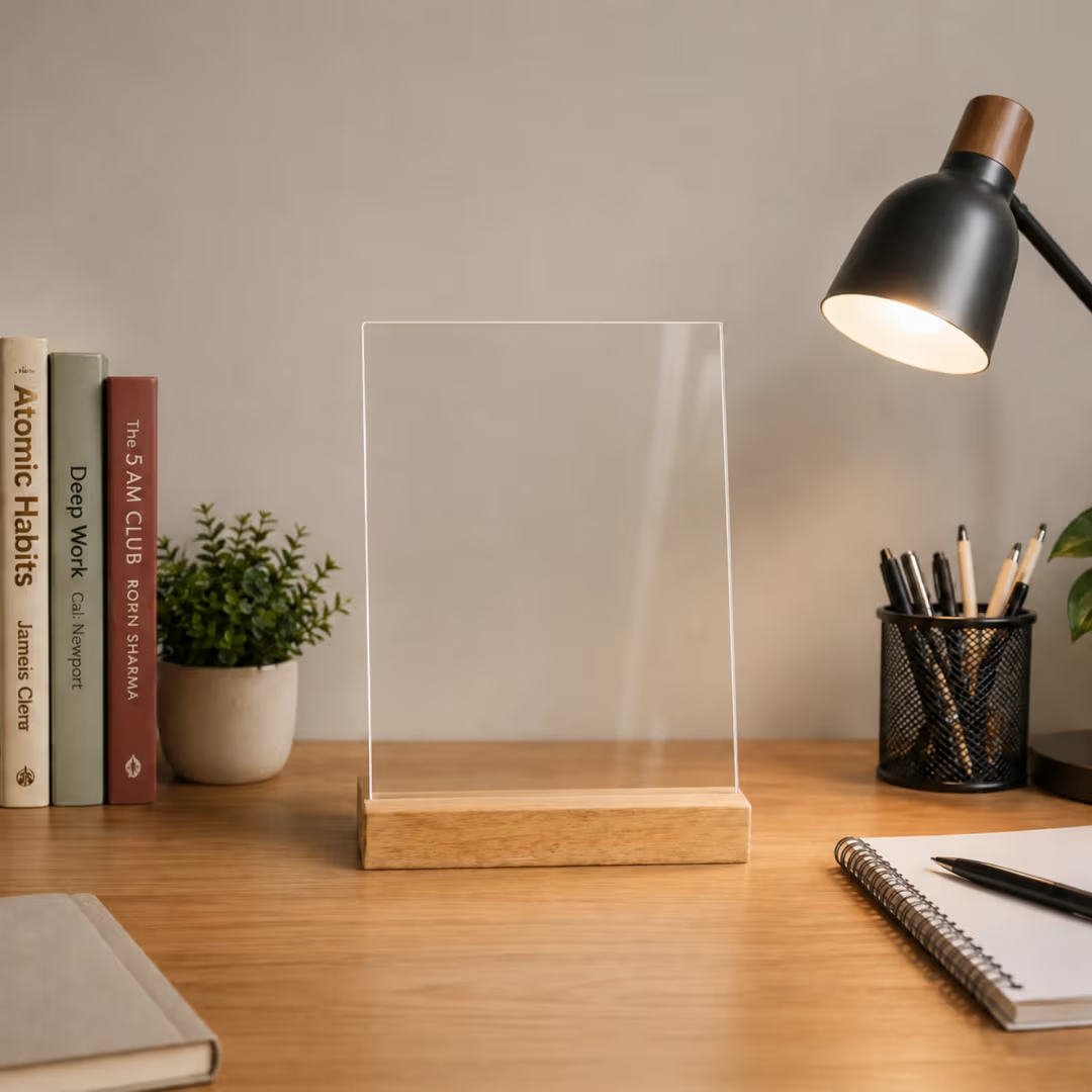 Acrylic Photo Frame with Wooden Stand – Personalized UV Print