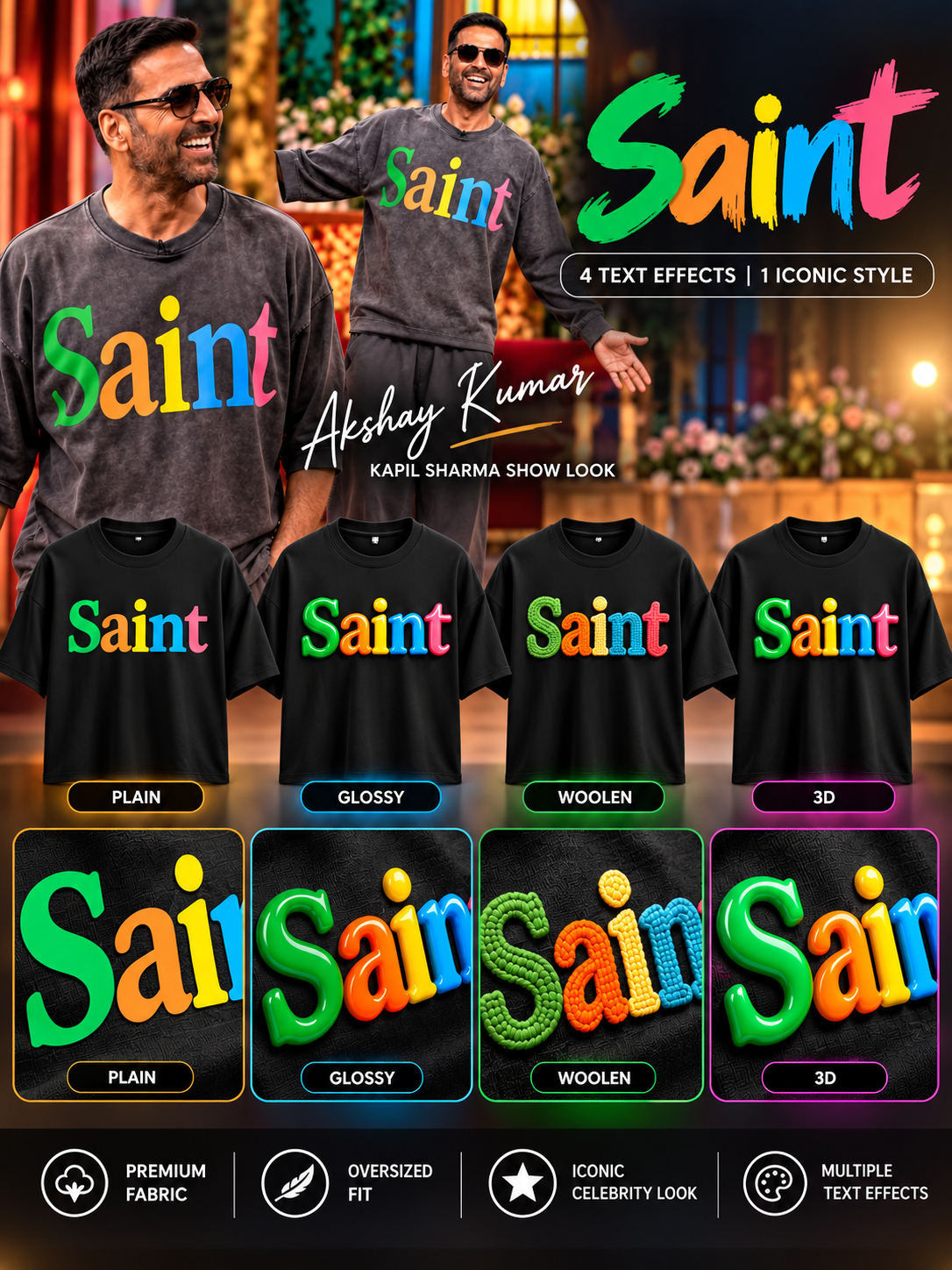 Unisex Terry Oversized Tee – Glossy SAINT Text Edition GlowZonePrints