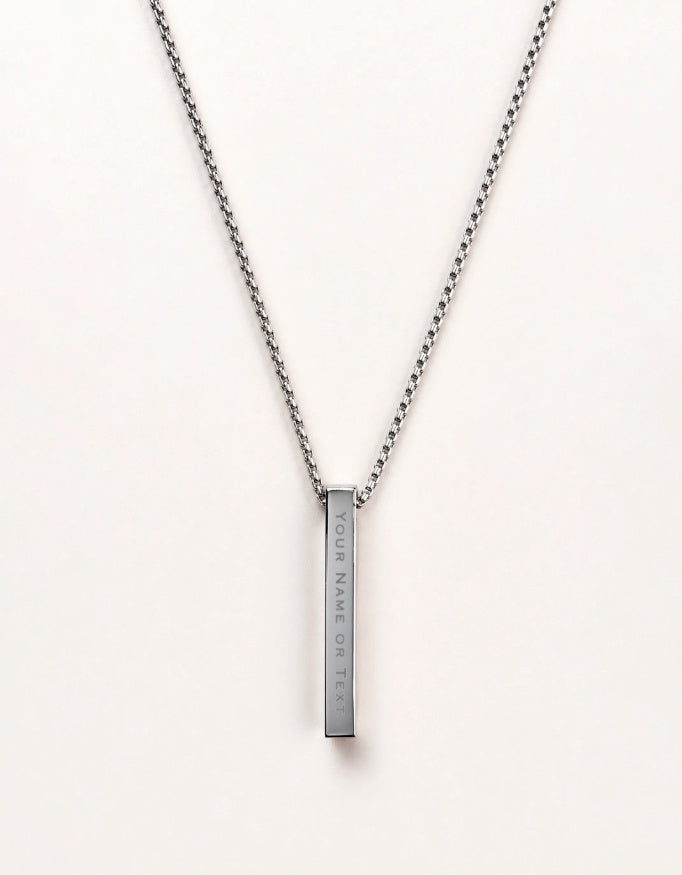 Bar pendant - Personalised Silver Cuboid GlowZonePrints
