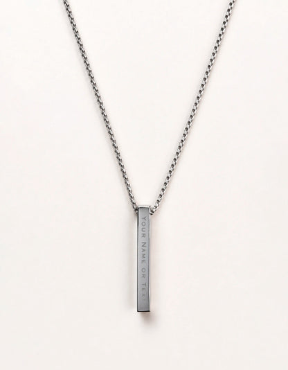Bar pendant - Personalised Silver Cuboid GlowZonePrints