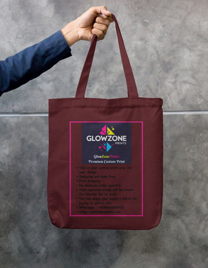 Tote Bag with Zipper (Custom Print) GlowZonePrints