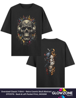 Oversized Classic T-Shirt – Retro Cosmic Skull Abstract Black GlowZonePrints