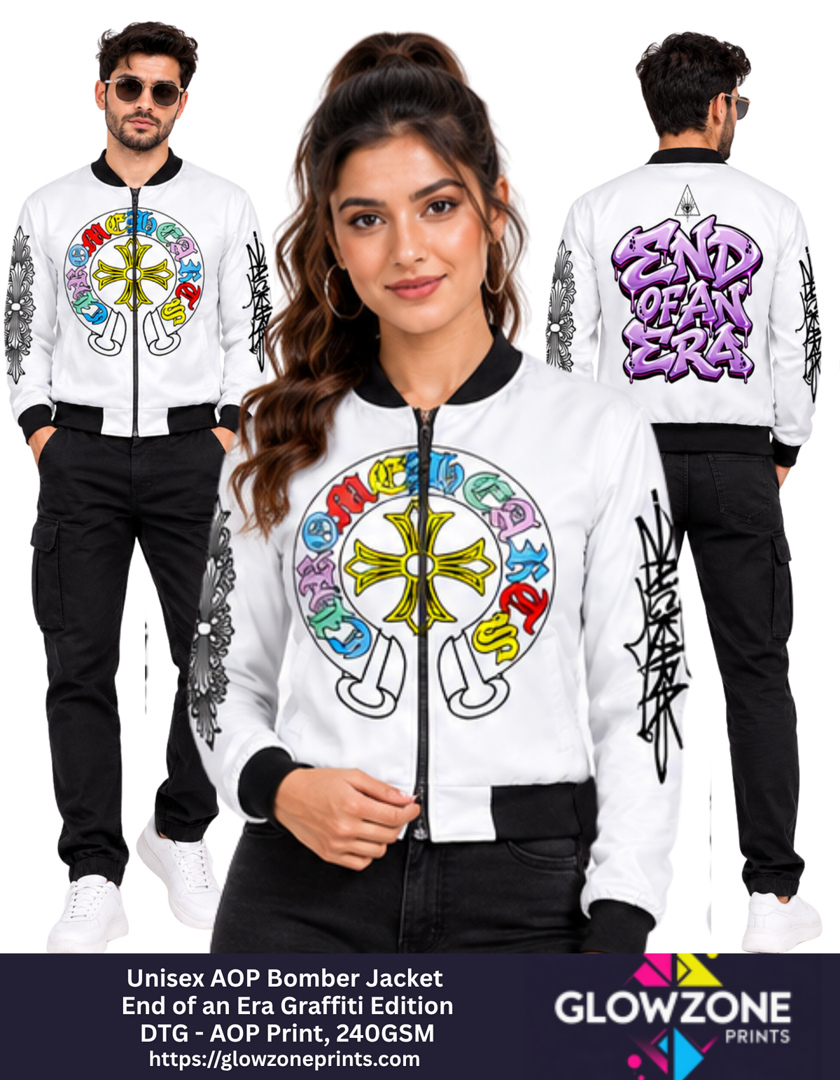 Unisex AOP Bomber Jacket GlowZonePrints
