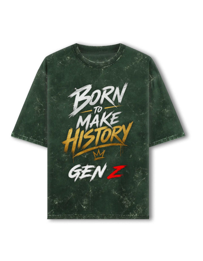Unisex Acid Washed Oversized Tee – Born to Make History Gen-Z