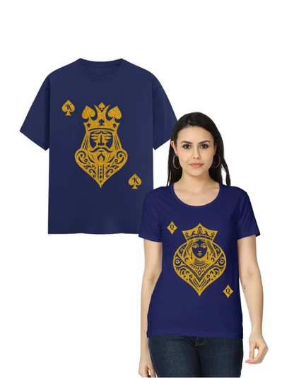 Card King Heart & Card Queen Diamond T-Shirt Royal Blue GlowZonePrints