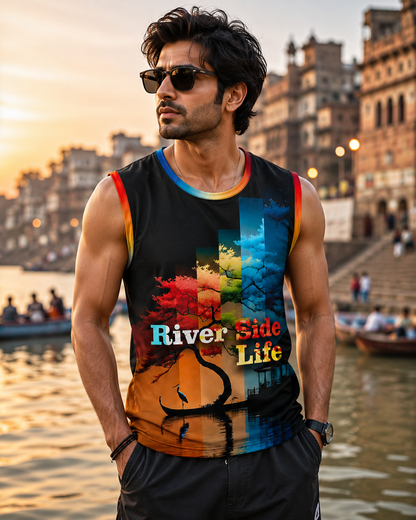 Unisex Oversized Tee – Riverside Life Gradient GlowZonePrints