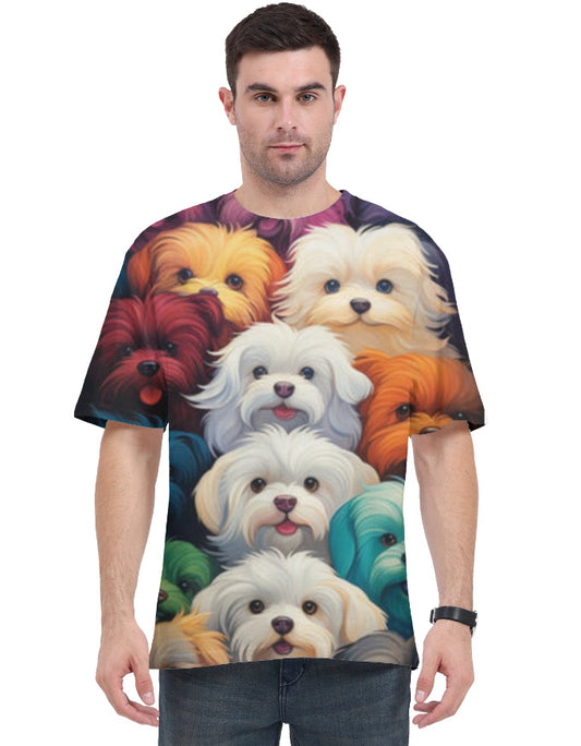 Colorful Dogs AOP (All Over Print) T Shirt White GlowZonePrints