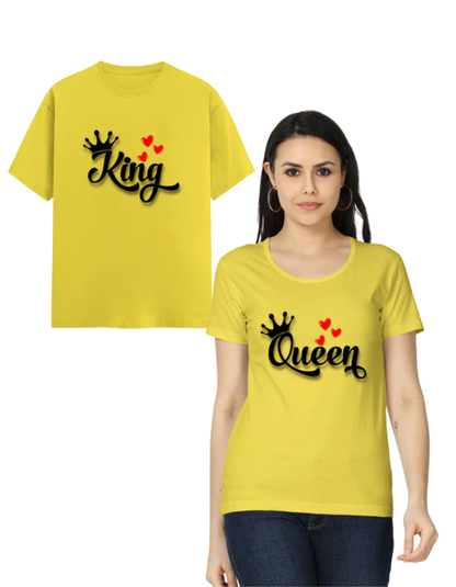 King & Queen Couple T Shirts New Yellow GlowZonePrints