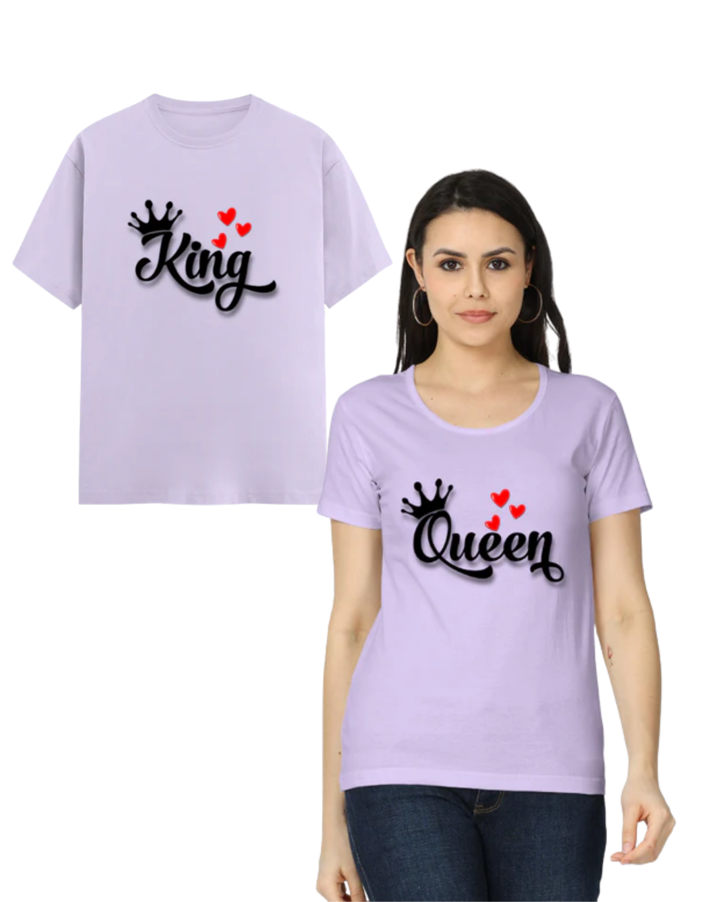 King & Queen Couple T Shirts Lavender GlowZonePrints