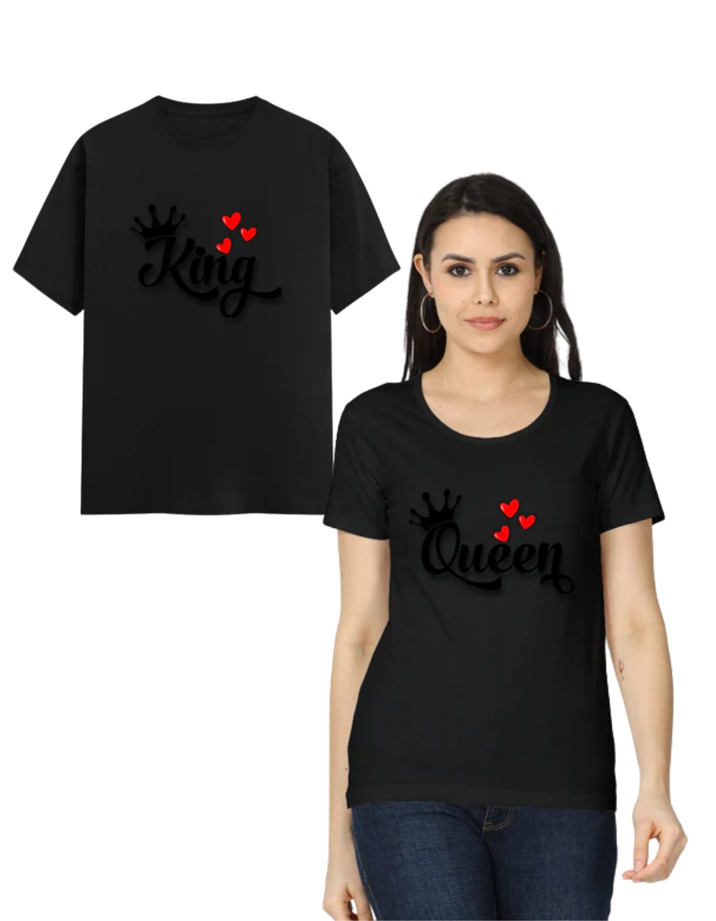 King & Queen Couple T Shirts Black GlowZonePrints
