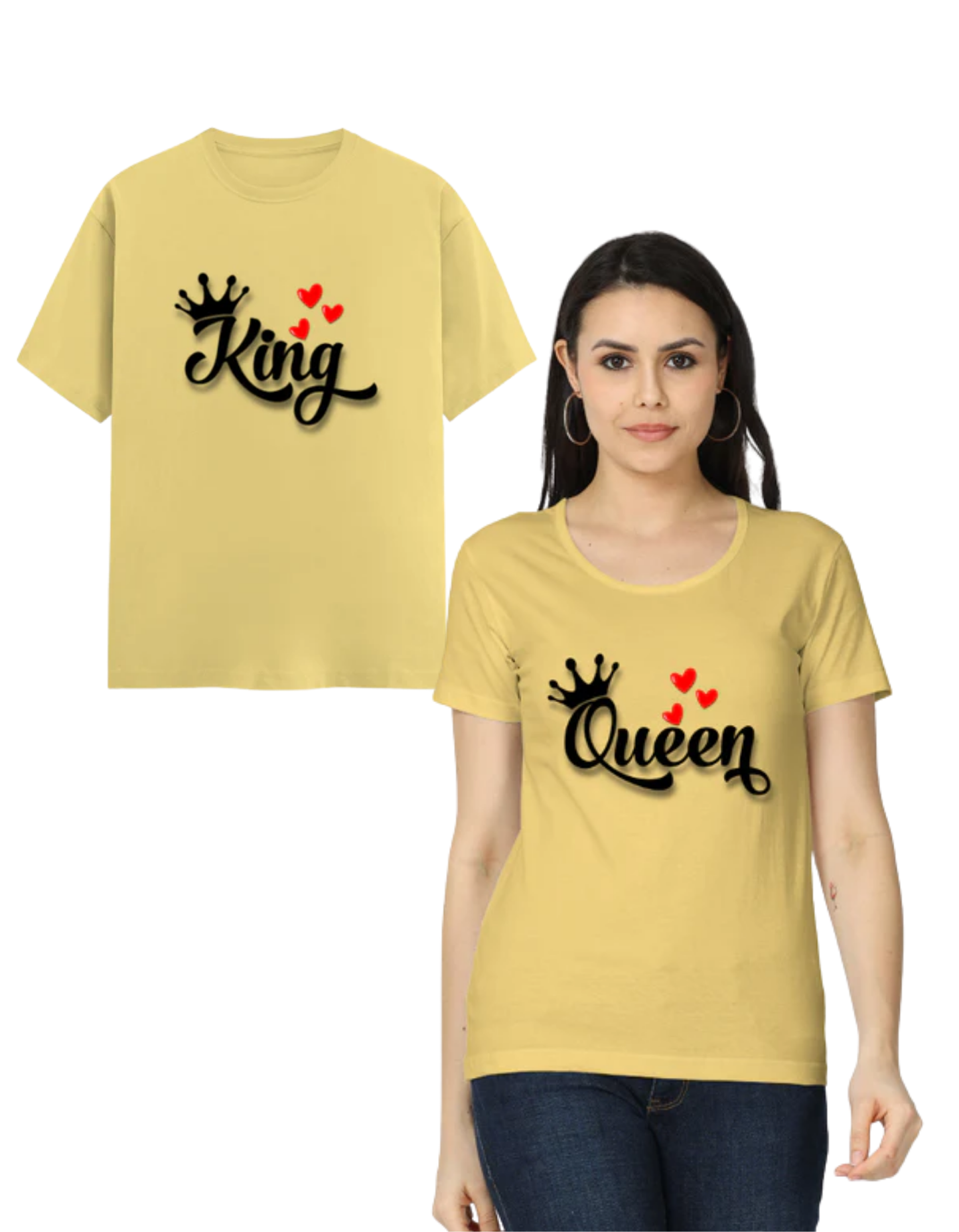 King & Queen Couple T Shirts Yellow GlowZonePrints