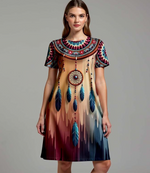 Women's AOP A-Line Dress – Dreamcatcher Bohemian Pattern Bohemian Pattern GlowZonePrints