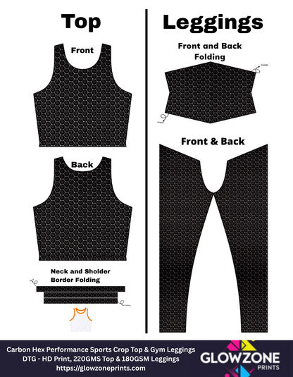 Women's Activewear Set – Carbon Hex Performance Sports Crop Top & Gym Leggings