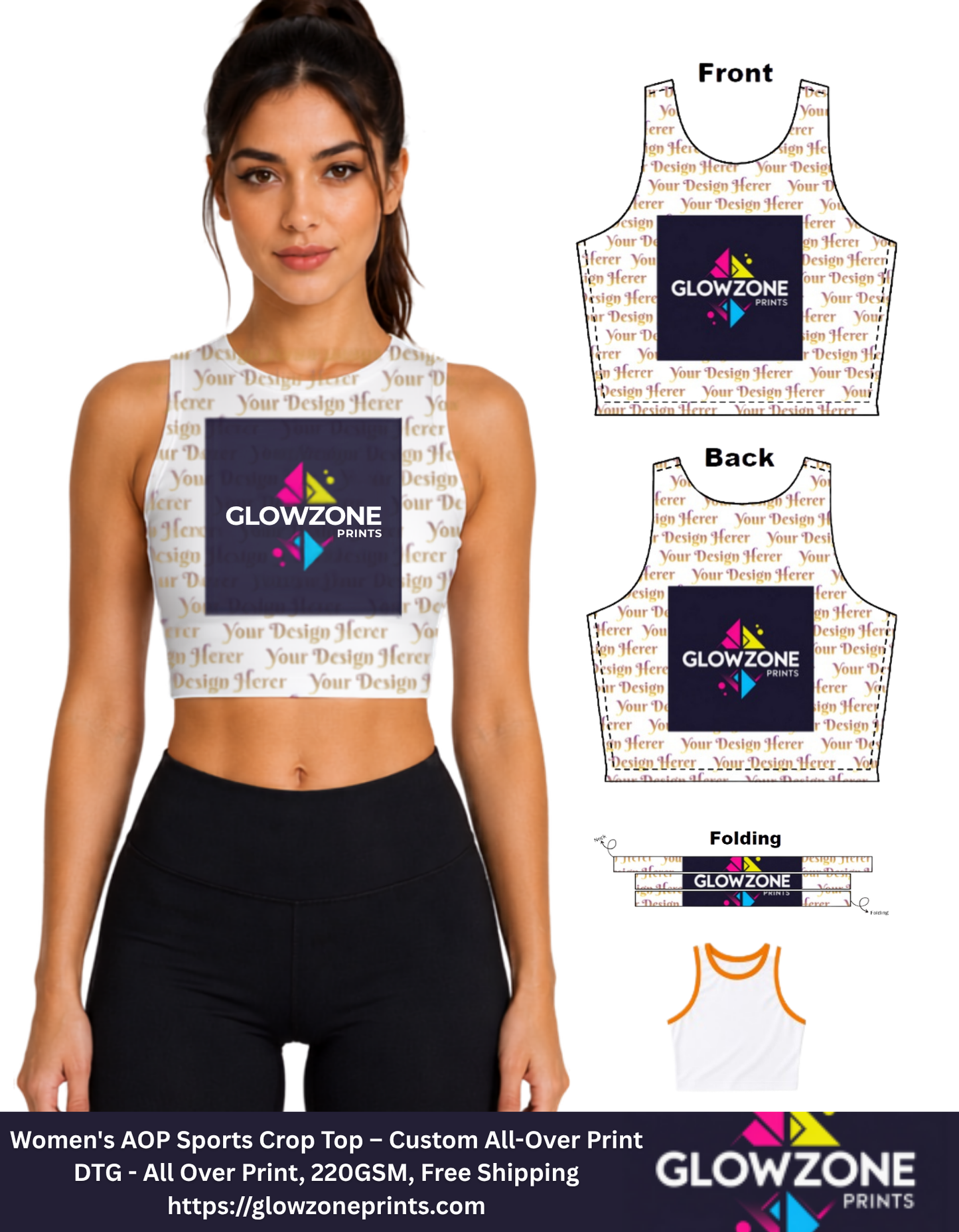 Women's AOP Sports Crop Top – Custom All-Over Print