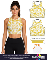 Women's AOP Sports Crop Top – Golden Floral Mandala GlowZonePrints