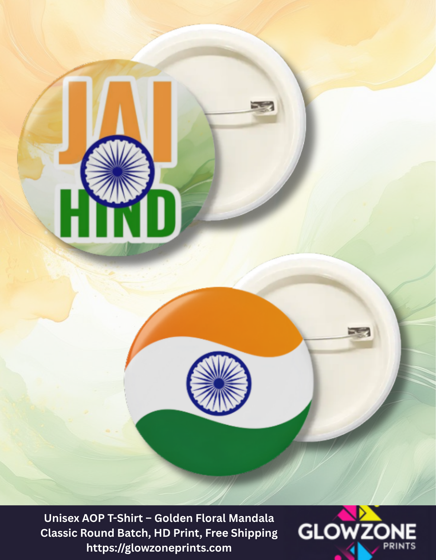 Patriotic Badge – Indian Flag / Jai Hind Variant