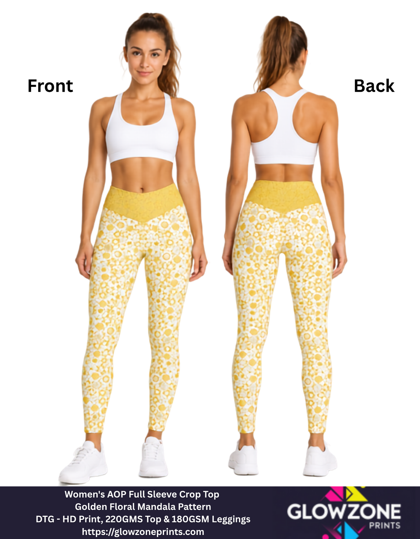 Women's AOP Gym Leggings – Golden Floral Mandala Pattern