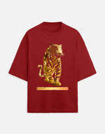 Metallic Golden Tiger T-Shirt Red GlowZonePrints