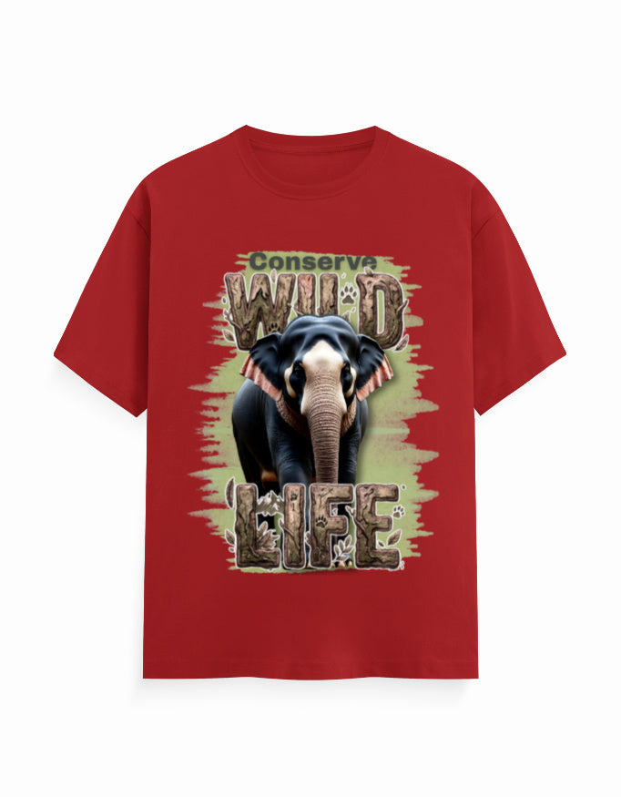 Unisex Classic Crew T-Shirt – Conserve Wild Life Red GlowZonePrints