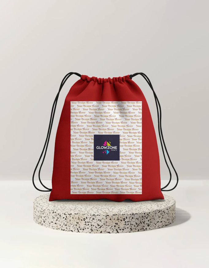 Drawstring Bag (Custom Print) Red Standard GlowZonePrints