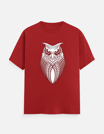 Unisex Classic Crew T-Shirt – Owl Halftone Design Red GlowZonePrints