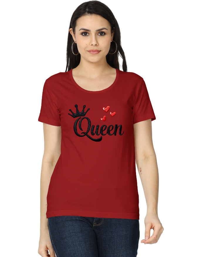 Women's Classic T-Shirt - Queen - Embroidery Edition Red GlowZonePrints
