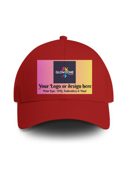 Unisex Trucker Cap | TC55 (Custom Prints) Red Standard GlowZonePrints